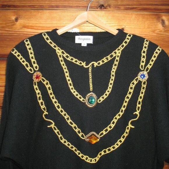 NWT Vintage 80's Black Wool Angora Sweater - Picture 3 of 7